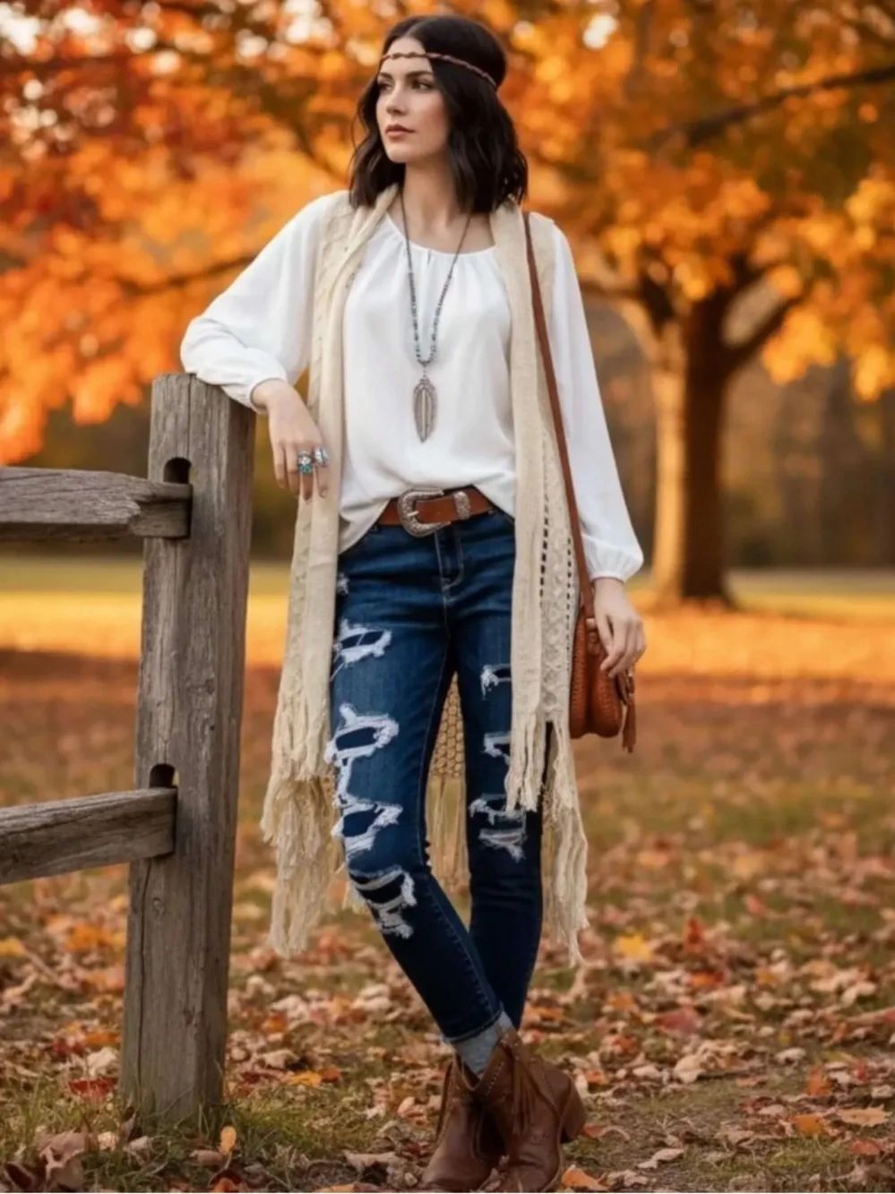 BeigeβCrochet Asymmetric Fringe Cardigan Vest NWT